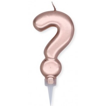 Candelina Punto Interrogativo 10 cm. Rosa Antico Metallizzato