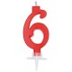 Candelina Rossa 6 con supporto H. 7 cm.