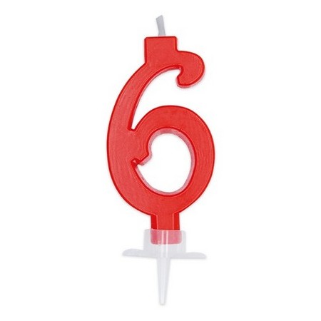 Candelina Rossa 6 con supporto H. 7 cm.