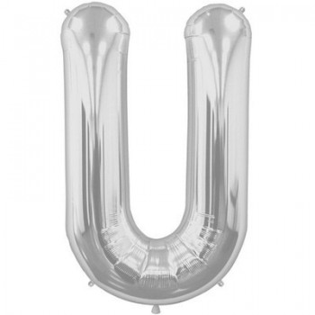 Palloncino Mylar Lettera Maxi U - 86 cm. Argento