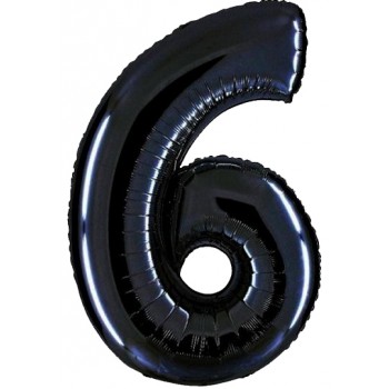 Palloncino Mylar Numero Maxi Nero 6 - 100 cm.