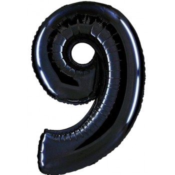 Palloncino Mylar Numero Maxi Nero 9 - 100 cm.
