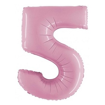 Palloncino Mylar Numero Maxi Rosa 5 - 100 cm.